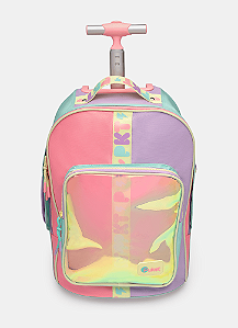 Mochila com Rodinha Color Block Menina Puket
