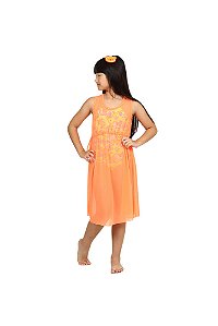 Vestido Saída Siri Kids Larissa Tule Laranja Fluor 90103
