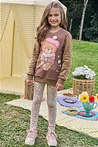 Conjunto de Blusão Moletom sem Pelúcia e Calça Legging 89897 Kukiê