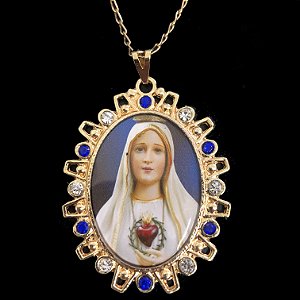 MEDALHA DE NOSSA SENHORA DE FÁTIMA FOLHEADA A OURO 18K