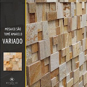 Mosaico Pedra São Tomé Amarela Xadrez 10x10 cm - Unidade - Renovar