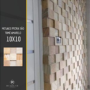 Mosaico de Pedra São Tomé Branca 10x10 - Revestimentos Ponta de Estoque