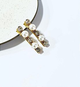 DUPLA PRESILHA PEROLA CRISTAL DOURADO