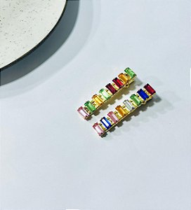 DUPLA PRESILHA BAGUETE COLORIDA