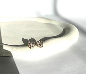 BRINCO CORAÇÃO ZIRCÔNIA CRAVEJADO BANHO OURO 18K