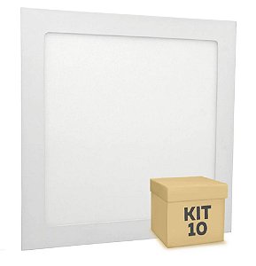Kit 10 Luminária Plafon 18w LED Embutir Branco Frio 6500k