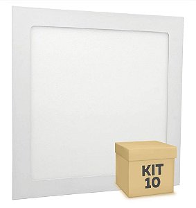 KIT 10 Luminárias LED 25w Plafon de Embutir 30x30 cm Branco Quente 3000k