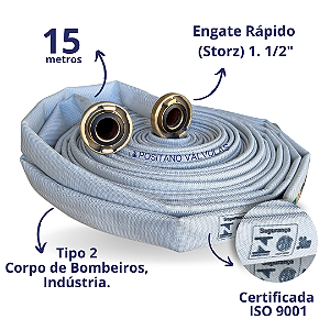 Mangueira de Incêndio Tipo 2 - Industrial  15 Metros Storz 1.1/2"