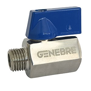 Válvula Esfera Monobloco 3/8" Mini Inox Polido 316 Macho x Fêmea Ref 2005 Genebre