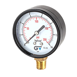 Manômetro De Pressão Seco Vertical 7 Kgf/cm² | 100 PSI - Aço Carbono - REF 3714 - GENEBRE