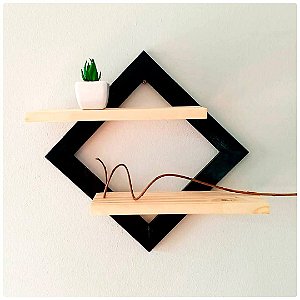 Prateleira Quadro Decorativa Duo em Madeira Pinus