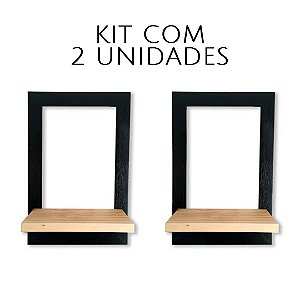 Kit 2 Uno Quadro Prateleira Nicho Decorativo Moldura Madeira