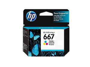 Cartucho HP 667 Colorido Original (3YM78AB) Para HP DeskJet Ink Advantage 2376  2776  6476 -  1 UN