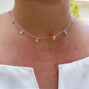 Colar Choker Em Zircônias Coração Prata 925 Bless