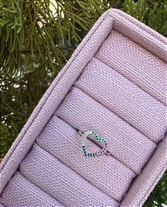 Anel Coração Cravejado em Zircônias Coloridas Prata 925