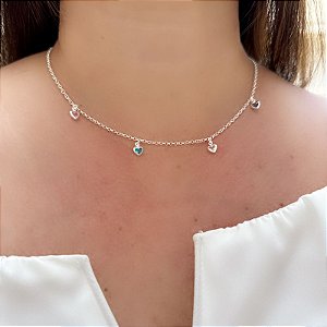 Colar Coração em Zircônia Colorido