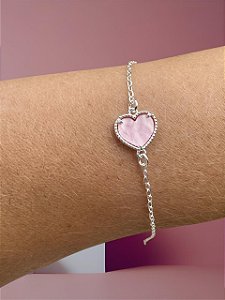Pulseira Coração Rosa
