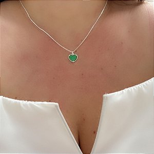 Colar Coração Verde Esmeralda