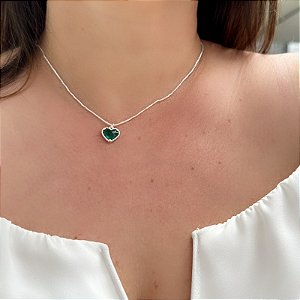 Colar Coração Verde Esmeralda
