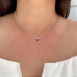 Colar Coração  Rosa