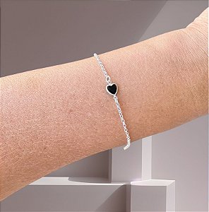 Pulseira Coração Ponto de Luz Preto