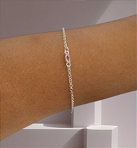 Pulseira Ponto de Luz Navete Rosa
