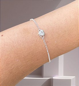 Pulseira com Zirconia Cristal Coração