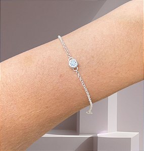 Pulseira com Zirconia Cristal Redonda