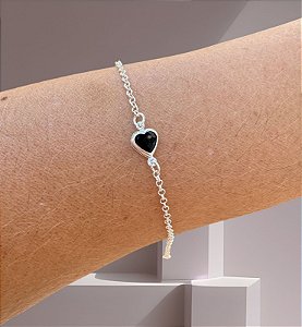 Pulseira Coração Preto Elo Português