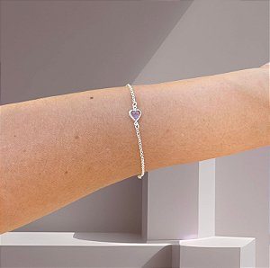 Pulseira Coração Lilás Elo Português