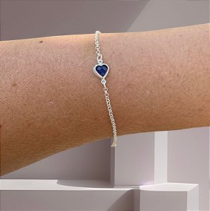 Pulseira Coração Azul Safira Elo Português