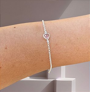 Pulseira Coração Rosa Elo Português