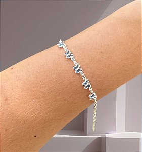 Pulseira Borboleta Azul com Corrente Elo Português