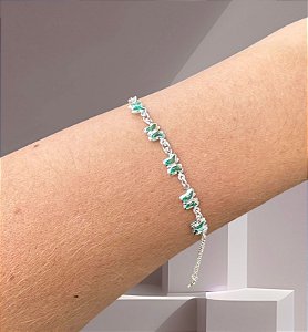 Pulseira Borboleta Verde com Corrente Elo Português