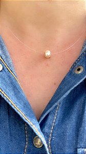 Colar Pérola Rose no Fio de Nylon