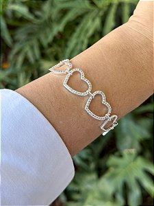 Pulseira Coração Cravejado