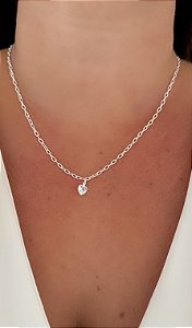 Colar Corrente Oval Ponto de Luz em Zircônia Cristal