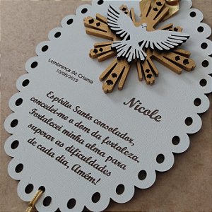 Lembrança de Crisma  Divino Espirito Santo - Modelo 2 - Ouro