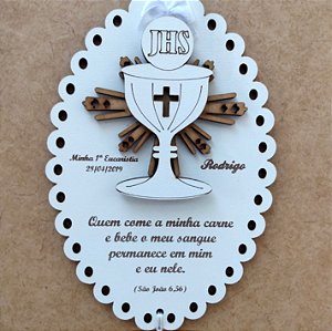 Lembrança de Primeira Eucaristia ou Comunhao - Branco - Modelo 1