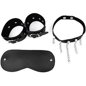 Kit Prisioneira 2 Sado Fetiche Couro Sintético Dominatrixxx