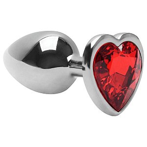 Plug  Anal Em Metal Cromado Formato De Coração Tamanho P