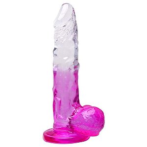 Pênis Realística Transparente E Rosa com Ventosa 22x 4,3Cm