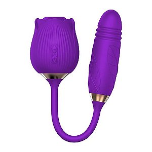 Vibrador Formato de Rosa com 7 Modos de Vibração, Vai e Vem
