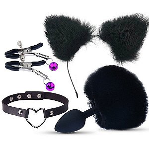 Kit Fetiche Coelhinha com Plug Anal, Gargantilha e Mais