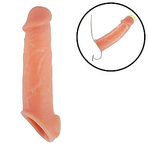 Capa Peniana com Anel 21 cm Silicone Flexível Ultra Macio