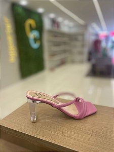 Tamanco Priscila Windes todo Rosa, Salto Acrilico