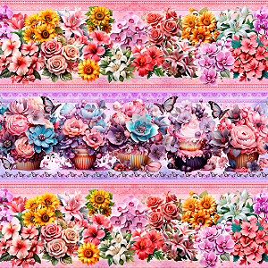 Estampa Barrado Dimensões Cupcakes REF: 11353