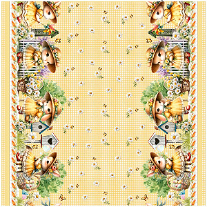 Tecido para Toalha de Mesa Páscoa - Yellow Bunny