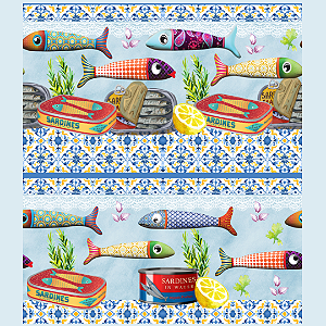 Estampa Barrados Sardinhas