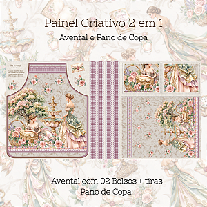 Painel Criativo 2 em 1,  Avental + Pano de Copa  -  Vitoriana